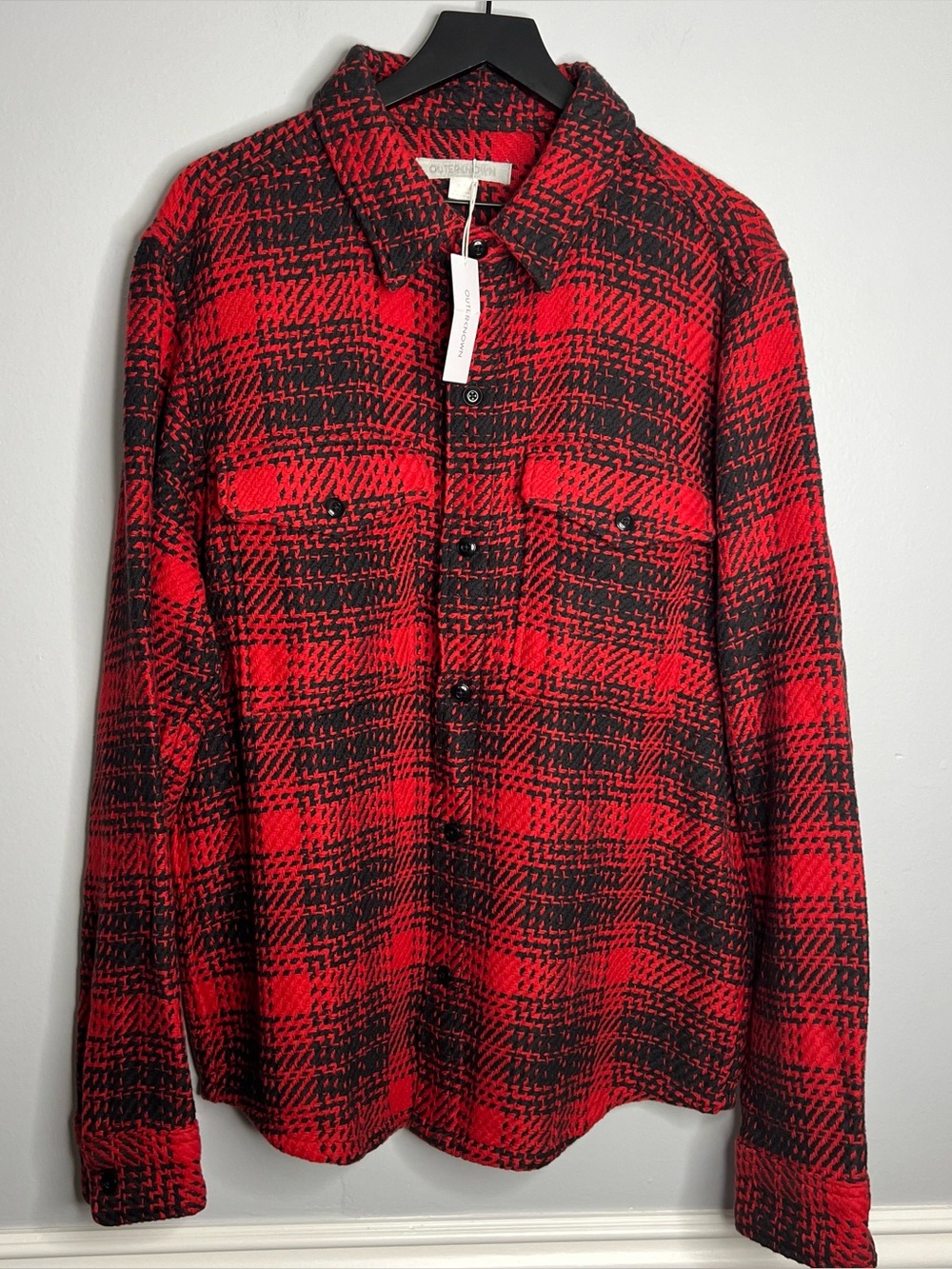 Outerknown Cloud Weave Long Sleeve Button Down Shirt Mens XL Red NWT